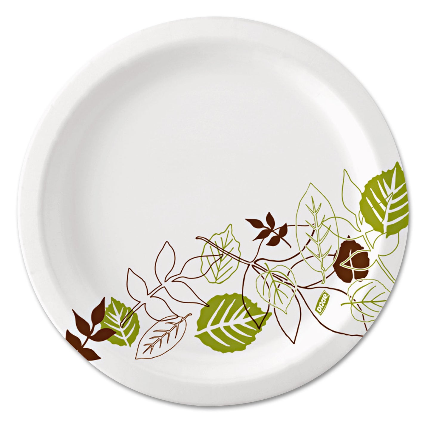 Dixie Pathways Soak-Proof Shield Mediumweight Paper Plates, WiseSize, 6.87" dia, Green/Burgundy, 500/Carton (UX7WS)