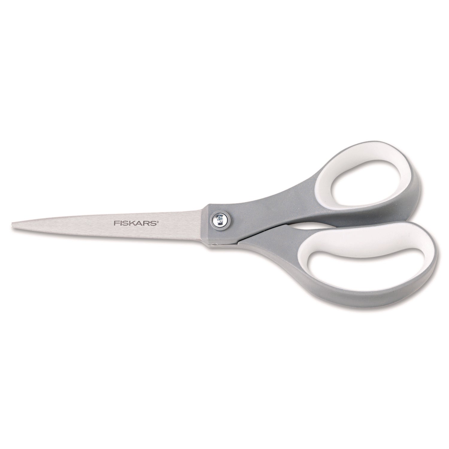 Fiskars Contoured Performance Scissors, 8" Long, 3.13" Cut Length, Straight Gray Softgrip Handle (1160001005)