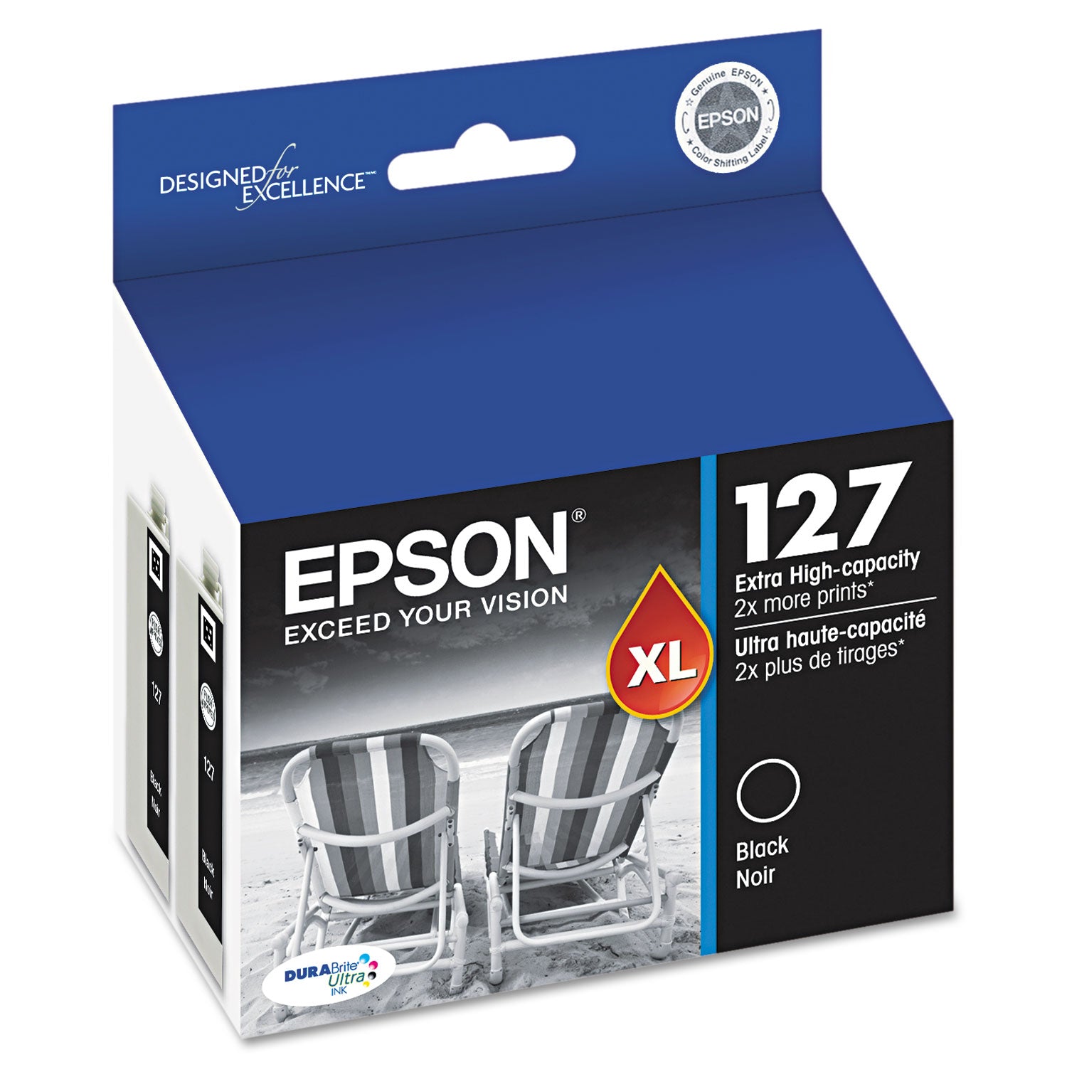 Epson T127120-D2 (127) DURABrite Ultra Extra High-Yield Ink, Black, 2/Pack