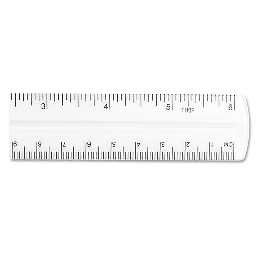 Westcott Transparent Shatter-Resistant Plastic Ruler, Standard/Metric, 6" Long, Clear (45016)