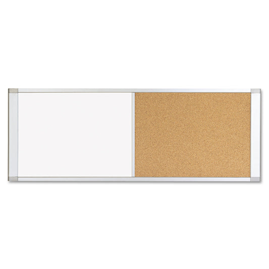 MasterVision Combo Cubicle Workstation Dry Erase/Cork Board, 48 x 18, Tan/White Surface, Aluminum Frame (XA42003700)