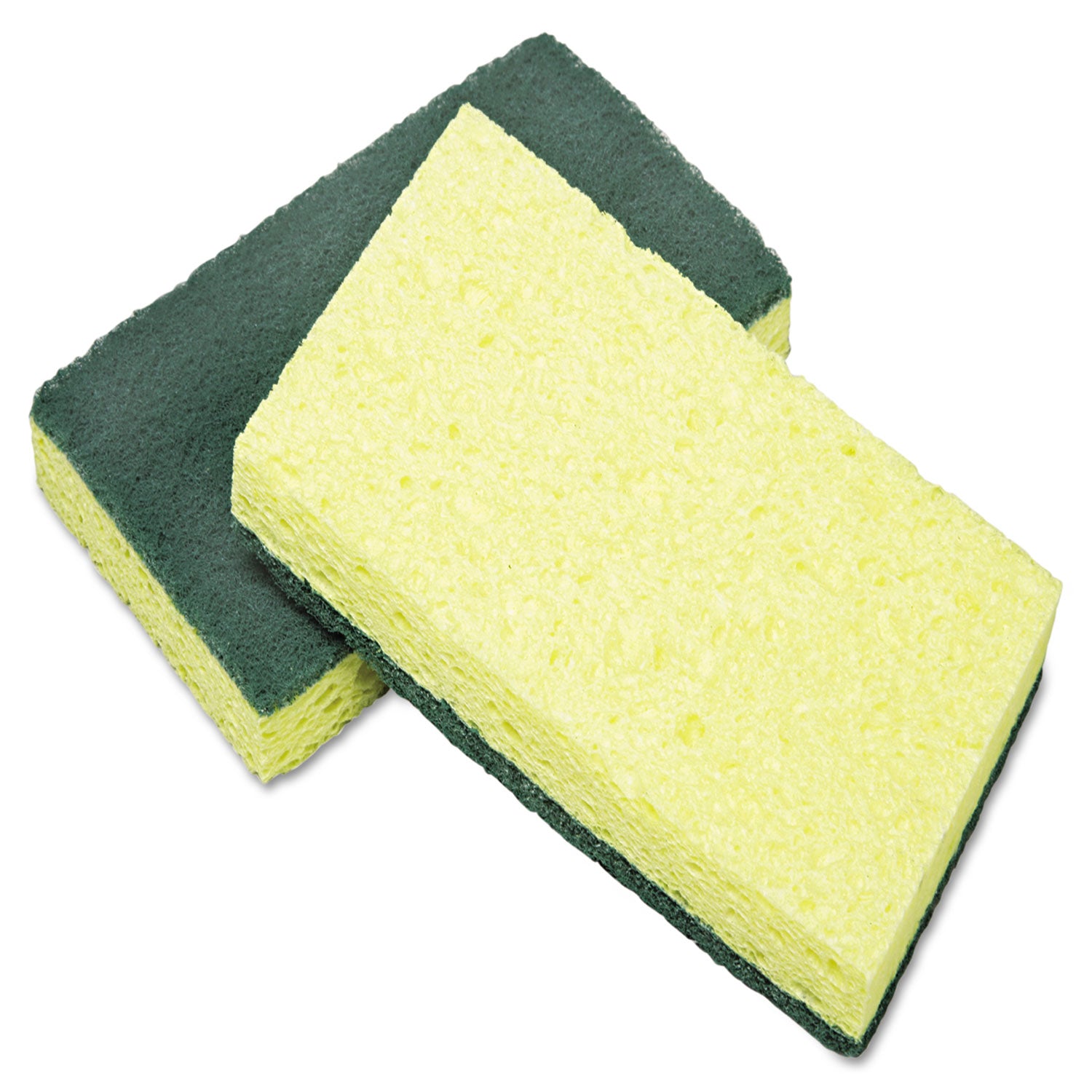 AbilityOne 7920015664130, SKILCRAFT Cellulose Scrubber Sponge, 3.25 x 6.25, 0.75" Thick, Yellow/Green, 3/Pack