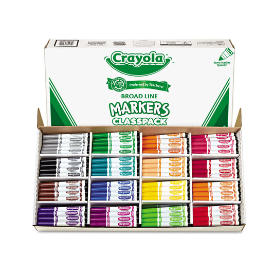 Crayola Non-Washable Marker, Broad Bullet Tip, Assorted Classic Colors, 256/Box (588201)