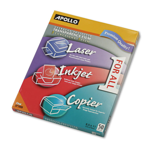 Apollo Color Laser/Inkjet Transparency Film, 8.5 x 11, 50/Box (UF1000E)