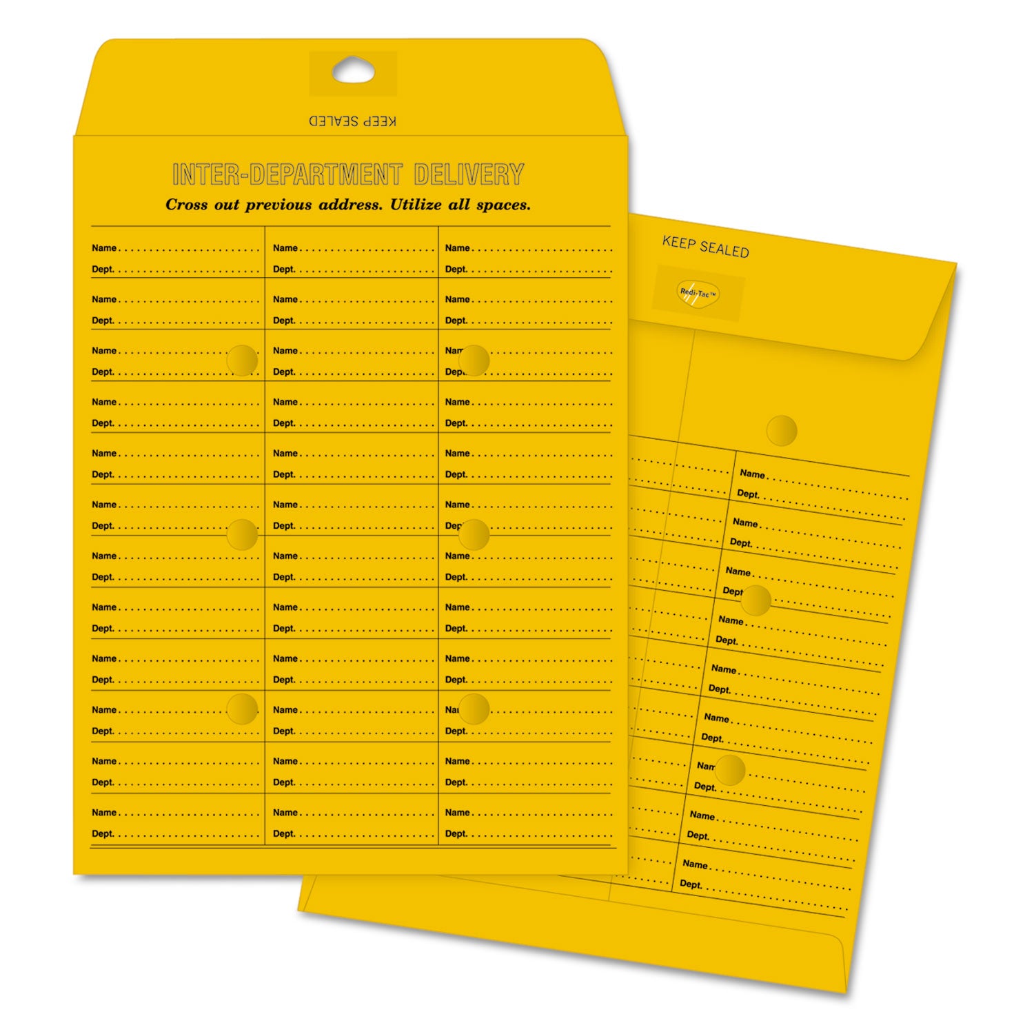 Quality Park Brown Kraft Redi-Tac Box-Style Interoffice Envelope, #97, Two-Sided Three-Column Format, 10 x 13, Brown Kraft, 100/Box (63666)