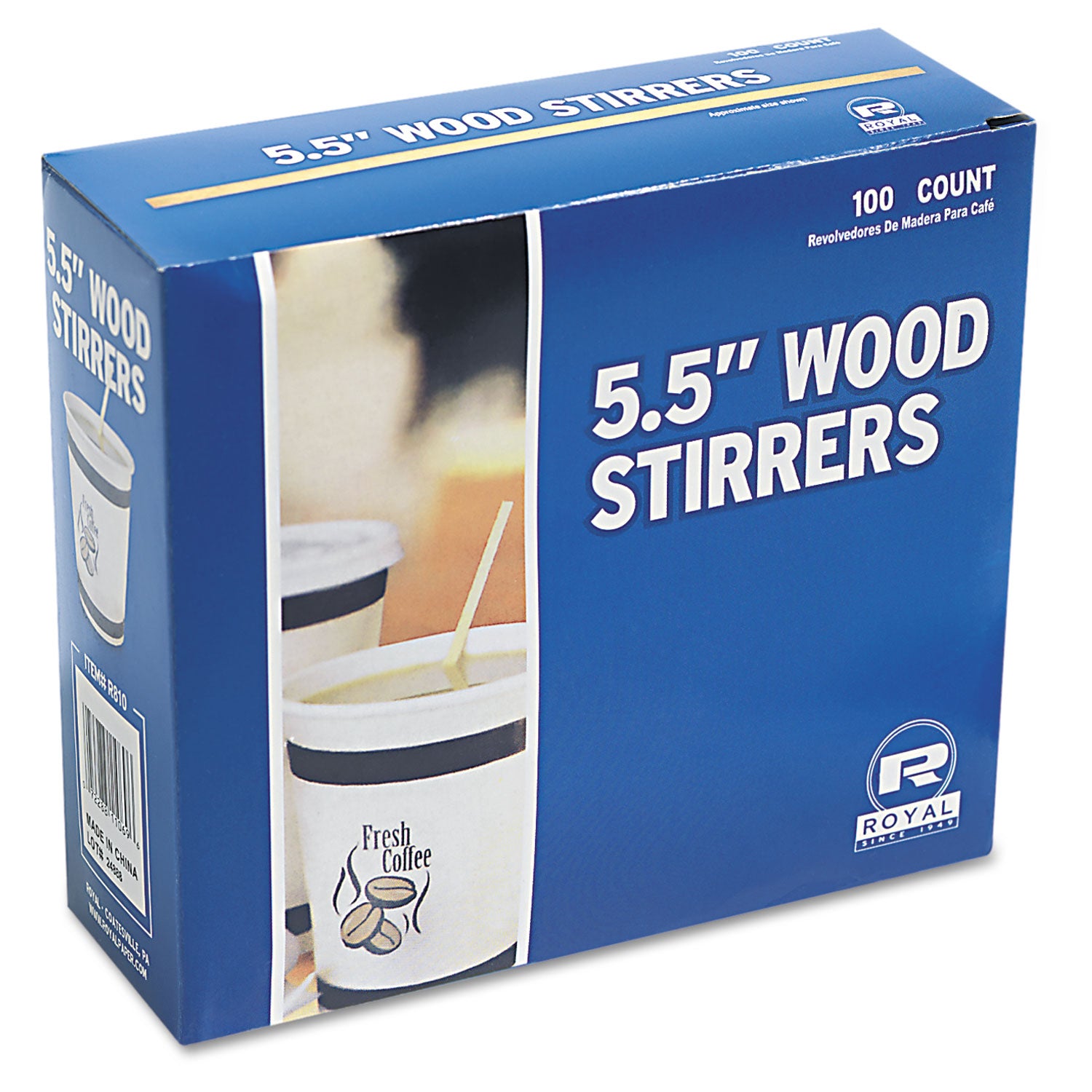 AmerCareRoyal Wood Coffee Stirrers, 5.5", 10,000/Carton (R810CT)