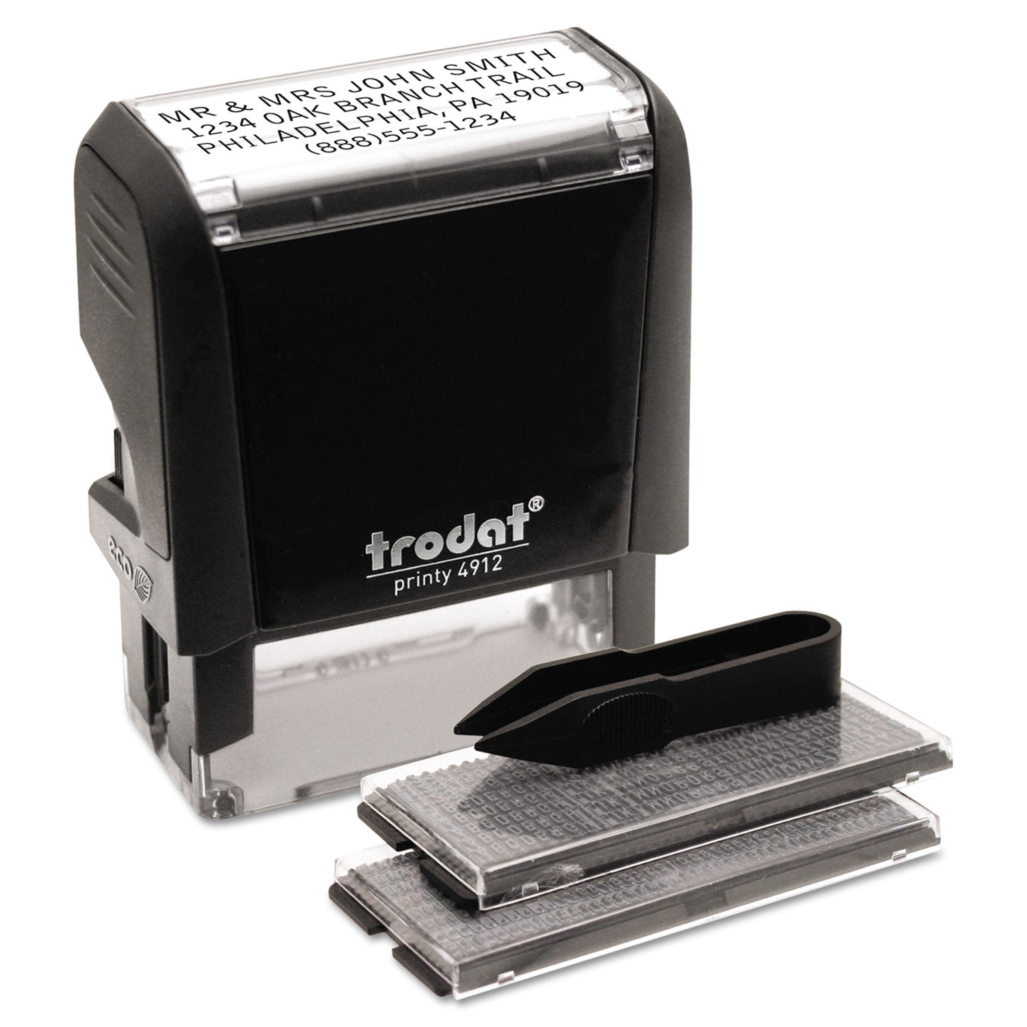 Trodat Printy Do It Yourself Self-Inking Message Stamp, 0.75" x 1.88", Black (5915)