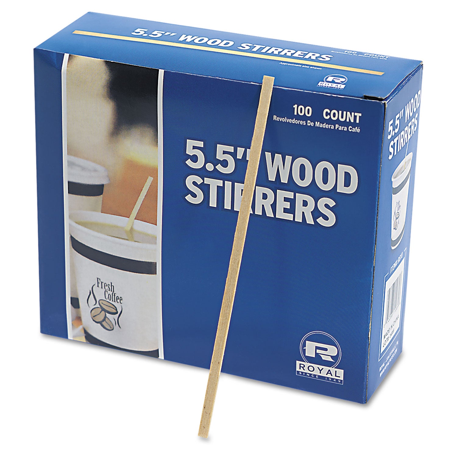 AmerCareRoyal Wood Coffee Stirrers, 5.5", 10,000/Carton (R810CT)