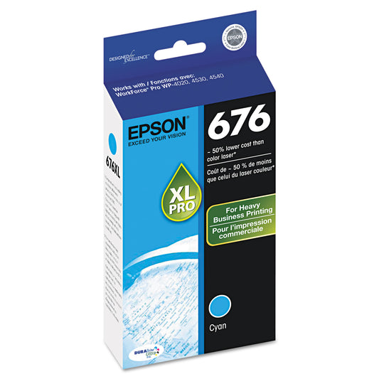 Epson T676XL220-S (676XL) High-Yield Ink, 2,400 Page-Yield, Cyan