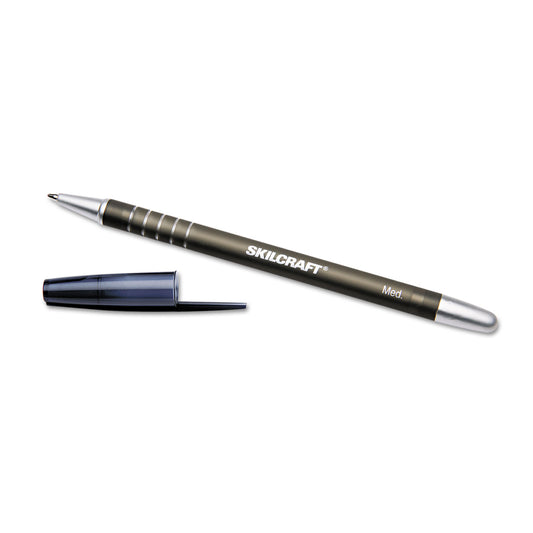 AbilityOne 7520013576844, SKILCRAFT Rubberized Refillable Ballpoint Pen, Stick, Medium 1 mm, Black Ink, Black Barrel, Dozen