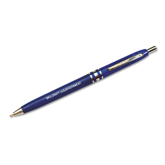 AbilityOne 7520013322833, SKILCRAFT U.S. Government Ballpoint Pen, Retractable, Medium 1 mm, Blue Ink, Blue Barrel, Dozen