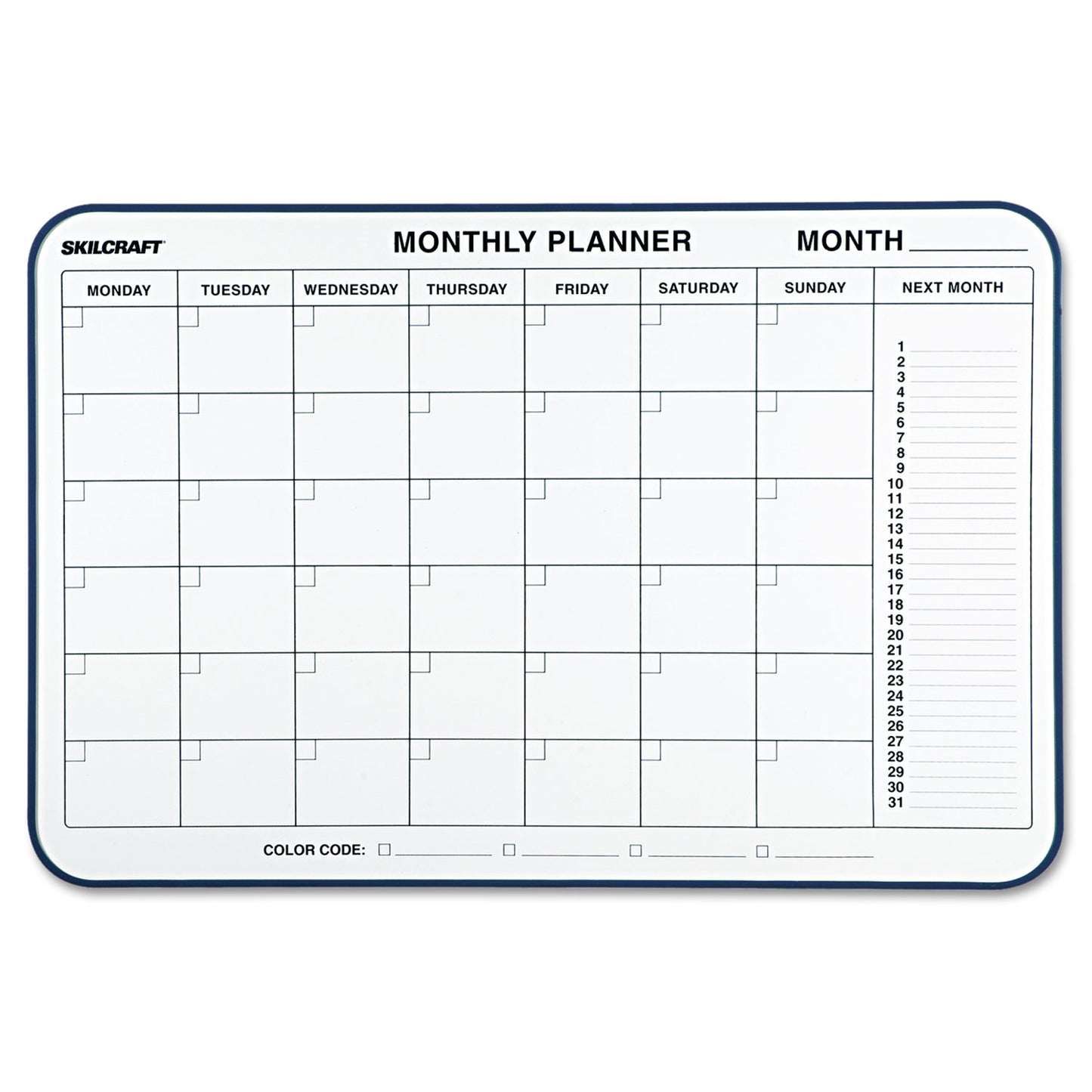 AbilityOne 7520014845263, SKILCRAFT Cubicle Calendar Board, One Month, 24 x 36, White Surface, Aluminum Frame