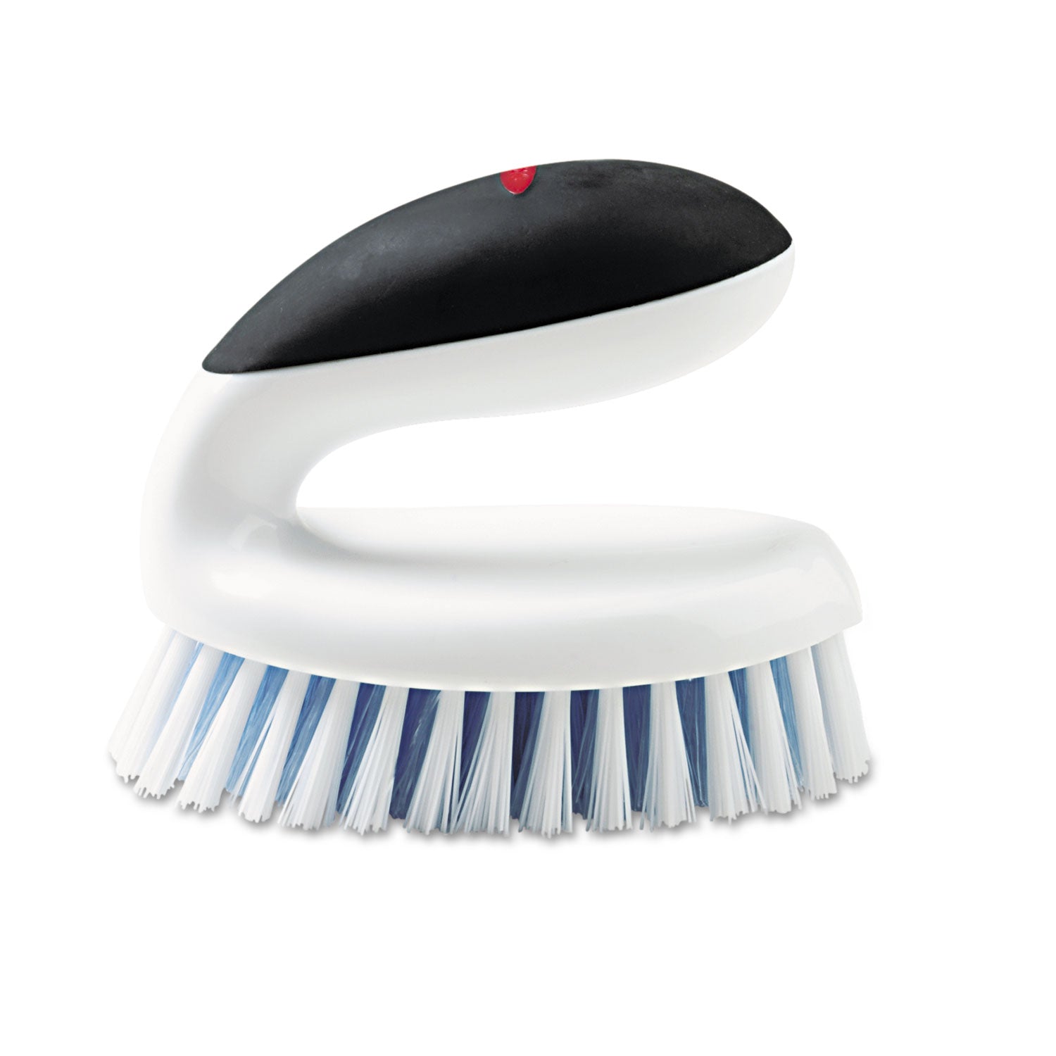 OXO Good Grips Household Scrub Brush, White/Blue Nylon/Polypropylene Bristles, 5" Brush, 5" Black/White Handle (33881)