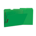 Universal Deluxe Reinforced Top Tab Fastener Folders, 0.75" Expansion, 2 Fasteners, Letter Size, Green Exterior, 50/Box (13522)