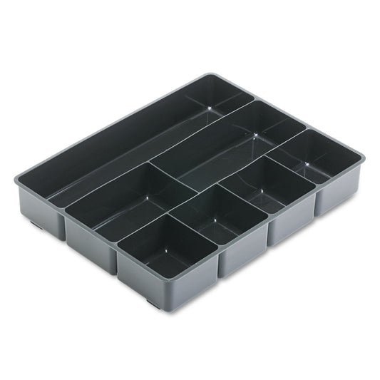 Rubbermaid Extra Deep Desk Drawer Director Tray, Seven Compartments, 11.88 x 15 x 2.5, Plastic, Black (11906ROS)