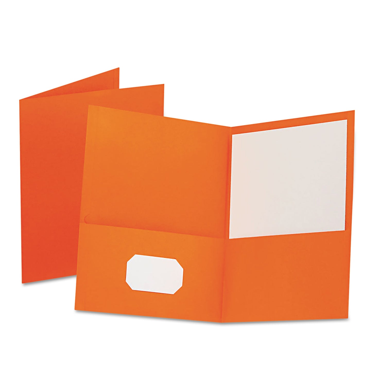 Oxford Twin-Pocket Folder, Embossed Leather Grain Paper, 0.5" Capacity, 11 x 8.5, Orange, 25/Box (57510)