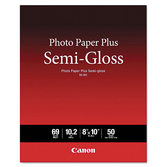 Canon Photo Paper Plus Semi-Gloss, 10.2 mil, 8 x 10, Semi-Gloss White, 50/Pack (1686B062)