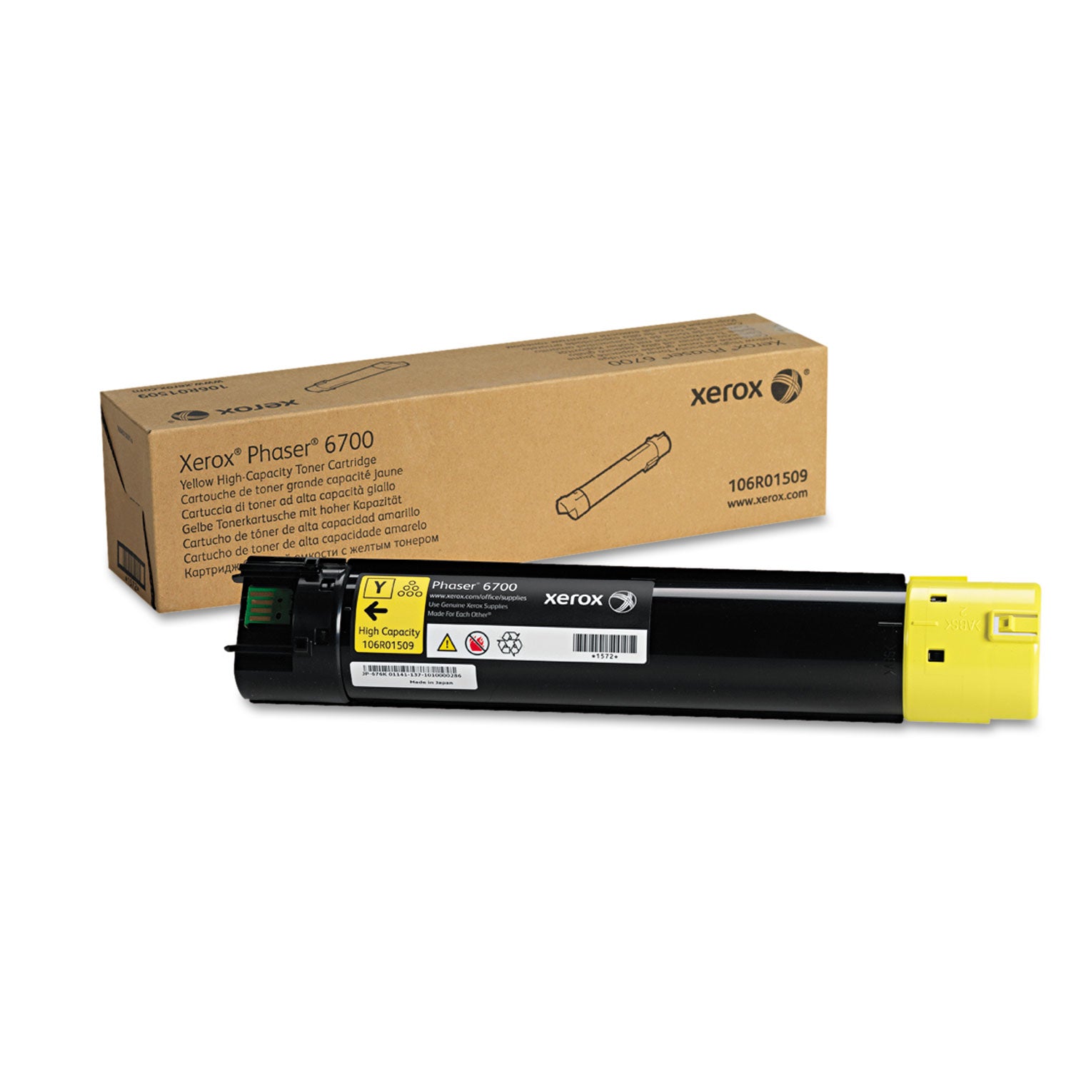 Xerox 106R01509 High-Yield Toner, 12,000 Page-Yield, Yellow