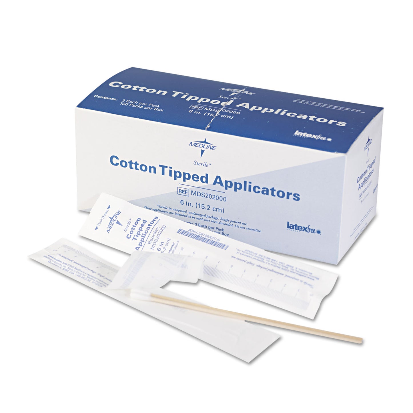Medline Cotton-Tipped Applicators, 6", 100 Applicators/Box (MDS202000)
