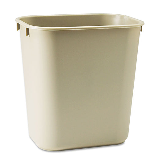 Rubbermaid Commercial Deskside Plastic Wastebasket, 3.5 gal, Plastic, Beige (295500BG)