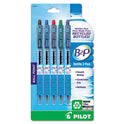 Pilot B2P Bottle-2-Pen Recycled Ballpoint Pen, Retractable, Medium 1 mm, Assorted Ink Colors, Translucent Blue Barrel, 5/Pack (32814)