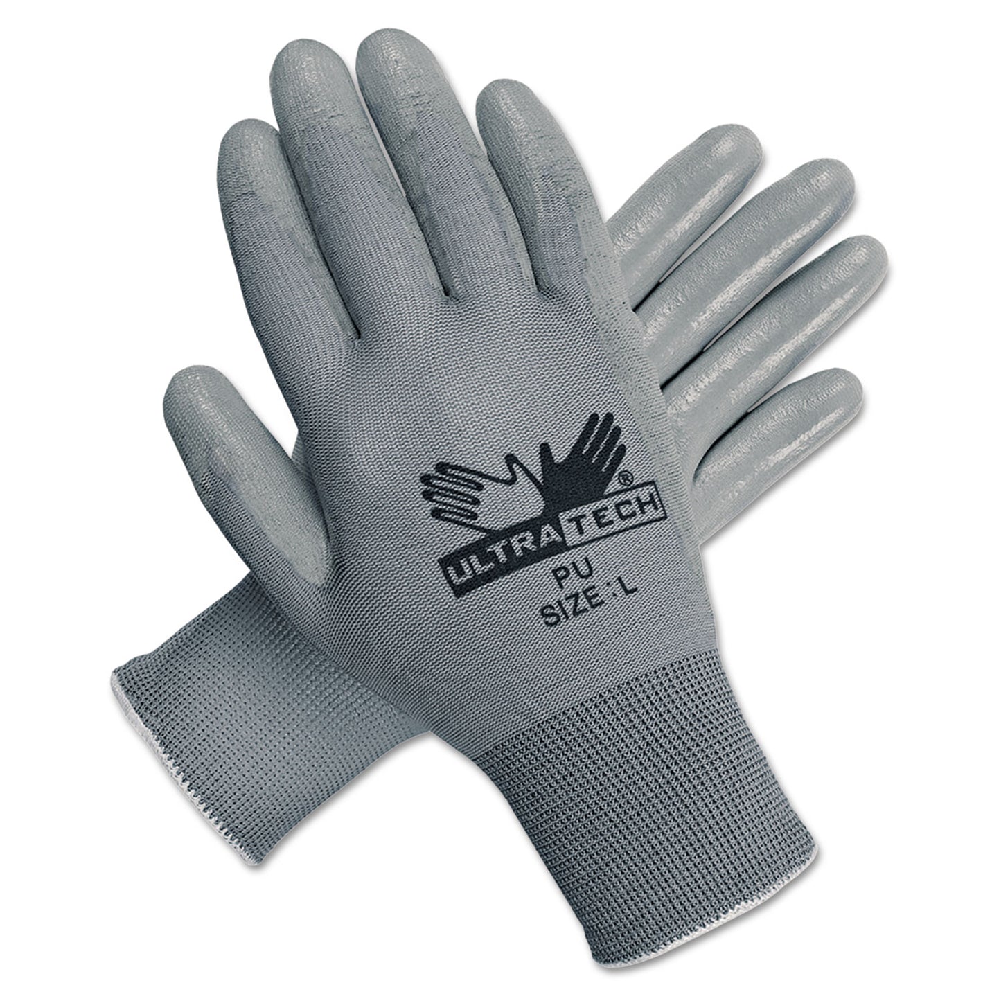 MCR Safety Ultra Tech TaCartonile Dexterity Work Gloves, White/Gray, Large, 12 Pairs (9696L)