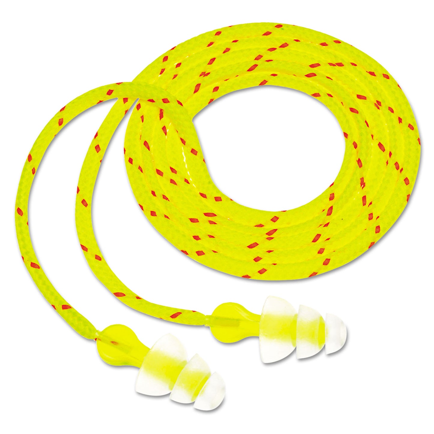 3M Tri-Flange Earplugs, Corded, 26 dB NRR, Yellow/Orange, 100 Pairs (P3001)
