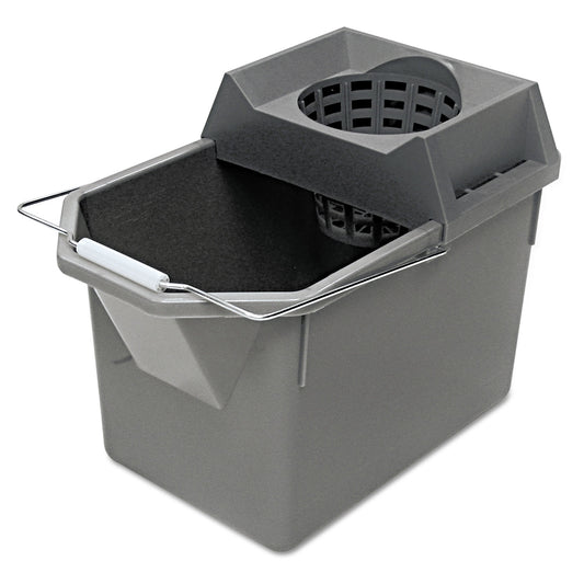 Rubbermaid Commercial Pail/Strainer Combination, 15 qt, Steel Gray (6194STL)