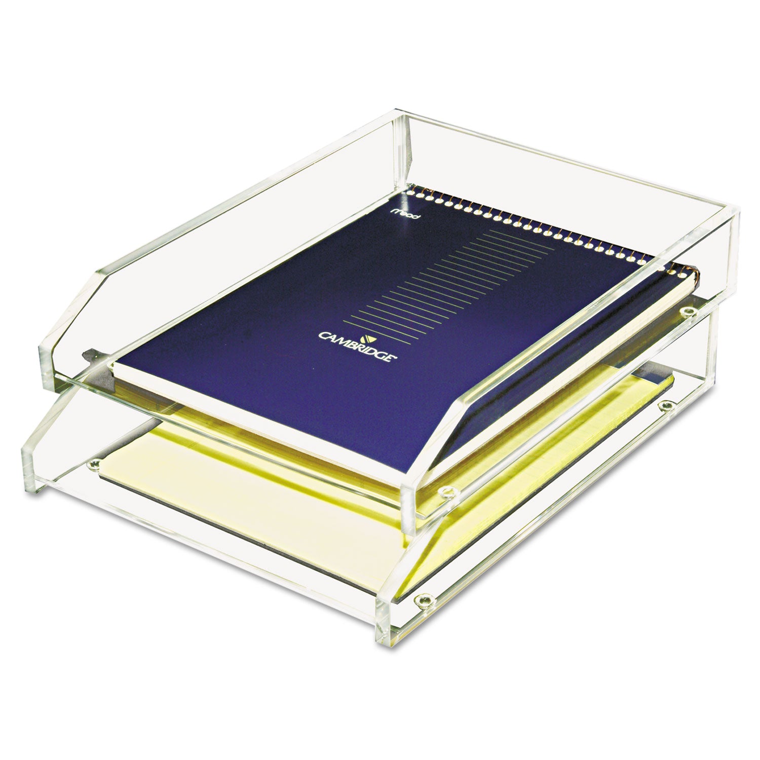 Kantek Clear Acrylic Letter Tray, 2 Sections, Letter Size Files, 10.5" x 13.75" x 2.5", Clear, 2/Pack (AD15)