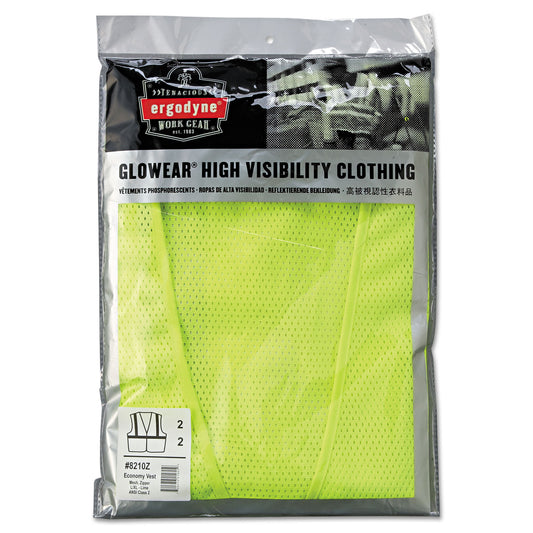 ergodyne GloWear 8210Z Class 2 Economy Vest, Polyester Mesh, Large to X-Large, Lime (21055)