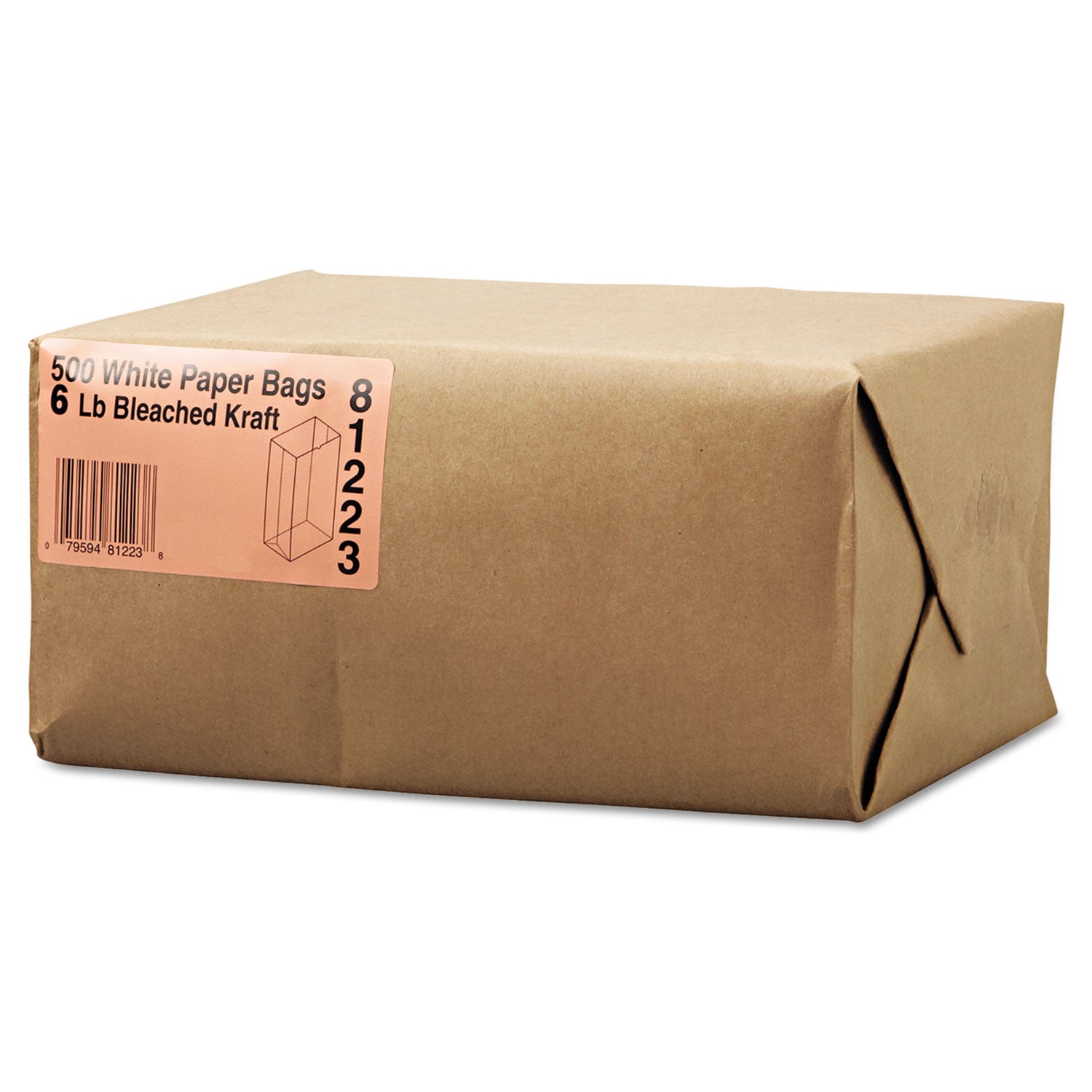 General Grocery Paper Bags, #6 Size, 6" x 3.63" x 11.06", White, 500/Bundle (GW6500)