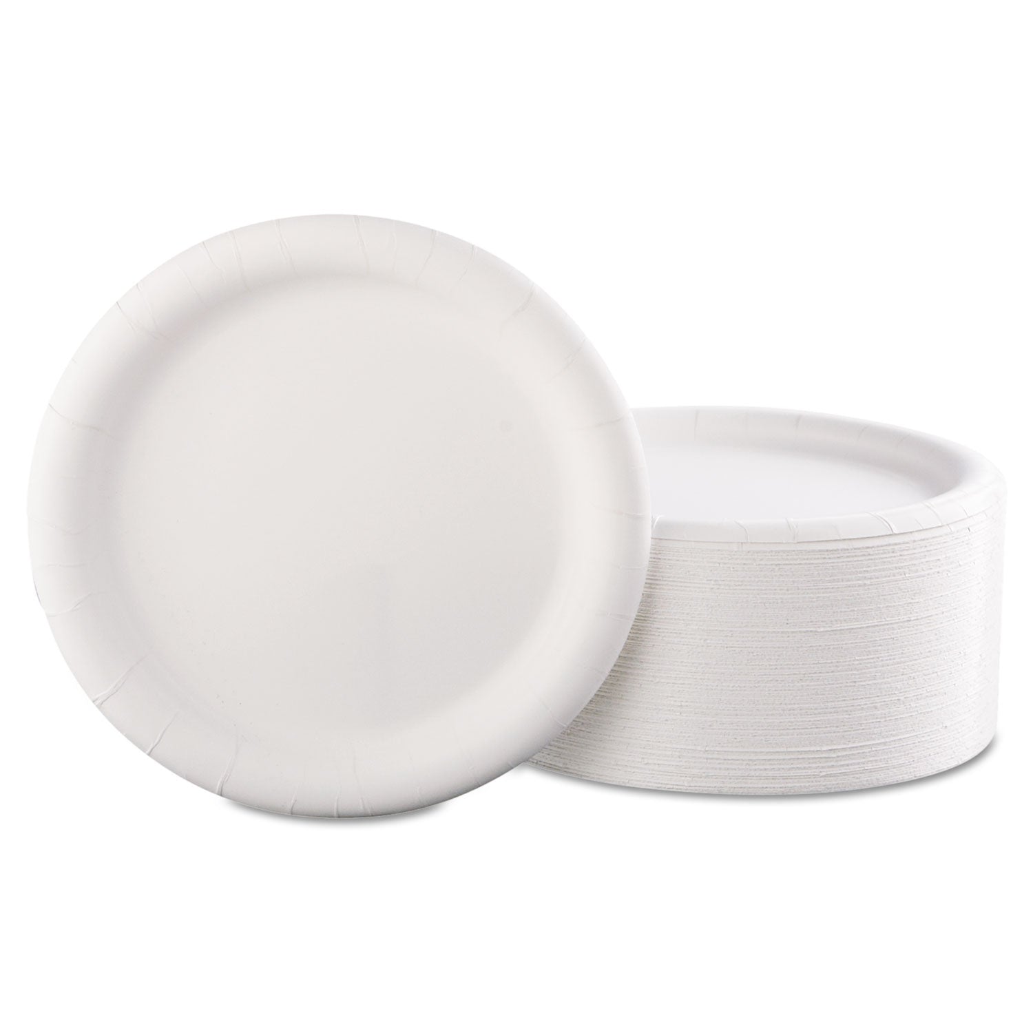 AJM Premium Coated Paper Plates, 9" dia, White, 125/Pack, 4 Packs/Carton (CP9AJCWWH14)