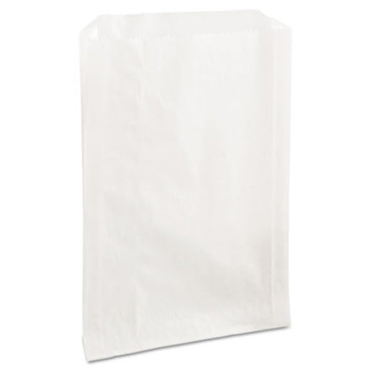 Grease-Resistant Single-Serve Bags, 6.5" x 1" x 8", White, 2,000/Carton