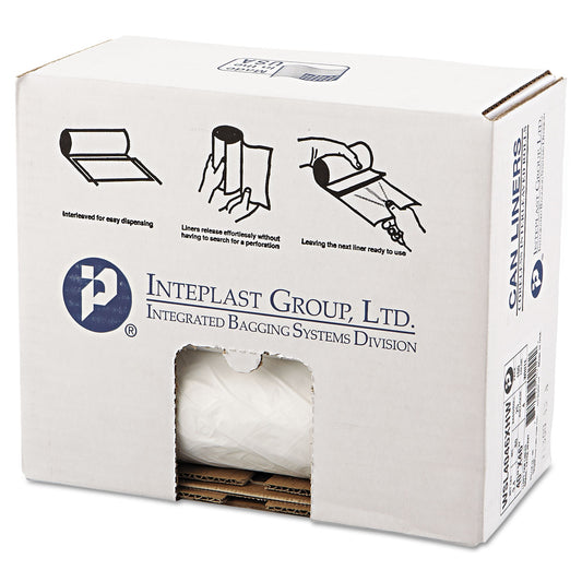 Inteplast Group Low-Density Commercial Can Liners, 45 gal, 0.7 mil, 40" x 46", White, Interleaved Roll, 25 Bags/Roll, 4 Rolls/Carton (SL4046XHW2)