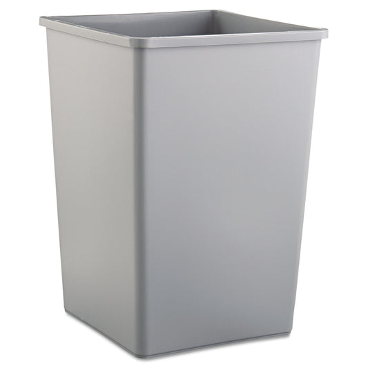 Rubbermaid Commercial Untouchable Square Waste Receptacle, 35 gal, Plastic, Gray (3958GRA)