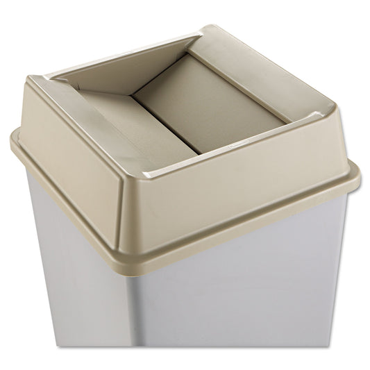 Rubbermaid Commercial Untouchable Square Swing Top Lid, Plastic, 20.13w x 20.13d x 6.25h, Beige (2664BEI)