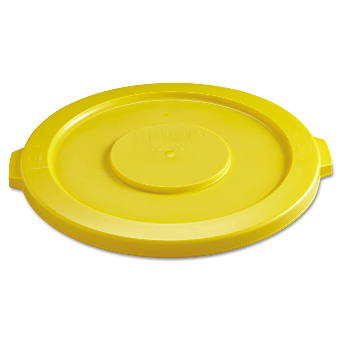 Rubbermaid Commercial BRUTE Self-Draining Flat Top Lids for 32 gal Round BRUTE Containers, 22.25" Diameter, Yellow (2631YEL)