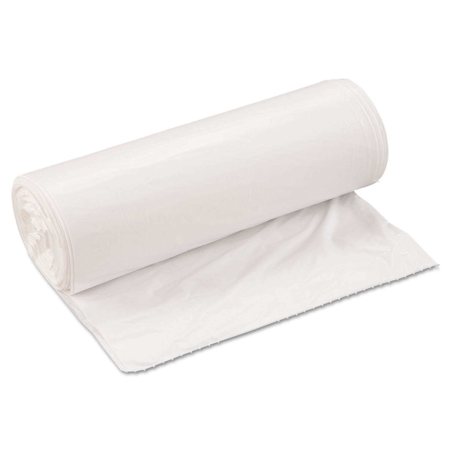 Inteplast Group Low-Density Commercial Can Liners, 33 gal, 0.8 mil, 33" x 39", White, Interleaved Roll, 25 Bags/Roll, 6 Rolls/Carton (SL3339XHW)