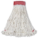 Rubbermaid Commercial Web Foot Wet Mop Head, Shrinkless, Cotton/Synthetic, White, Large, 6/Carton (A253WHI)