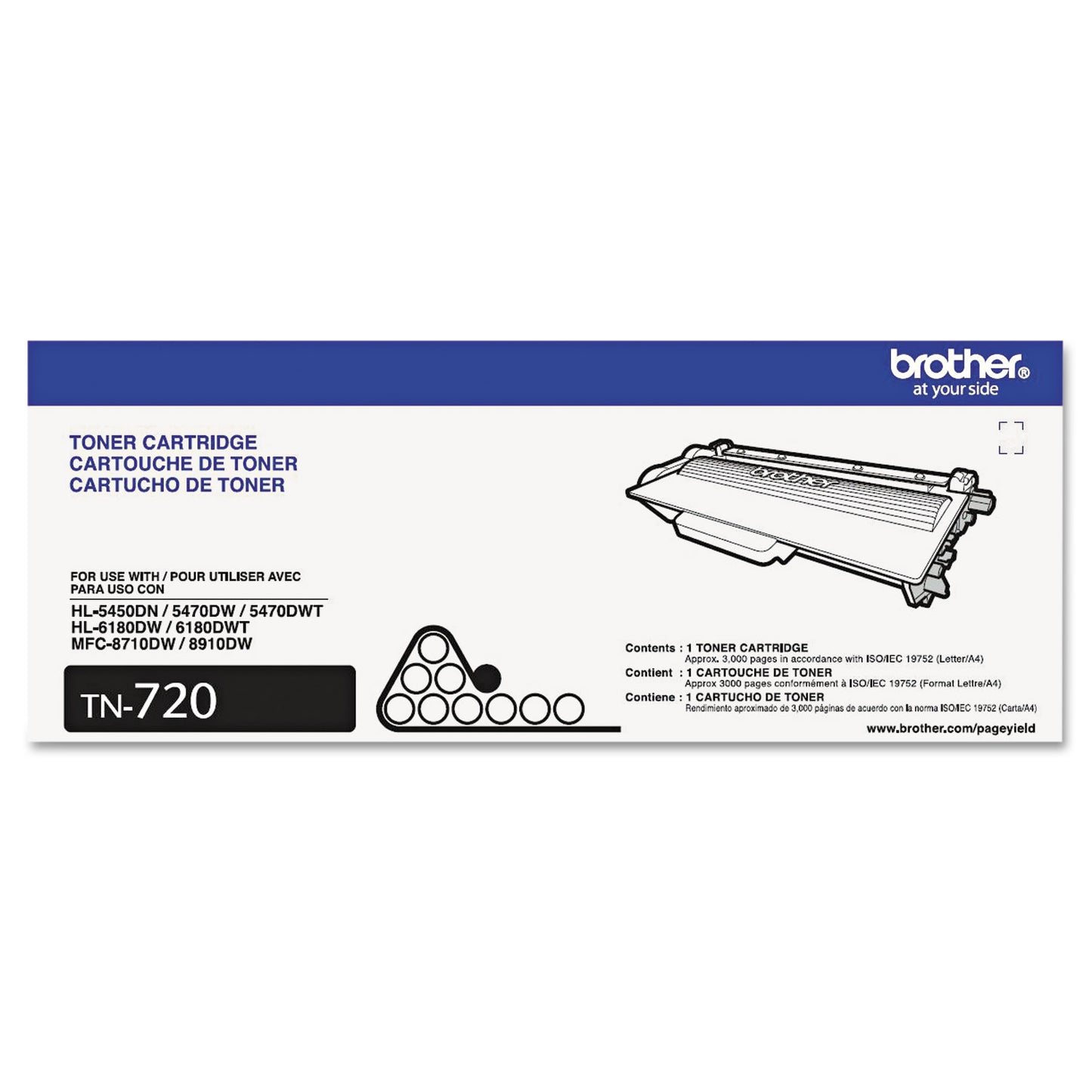 Brother TN720 Toner, 3,000 Page-Yield, Black