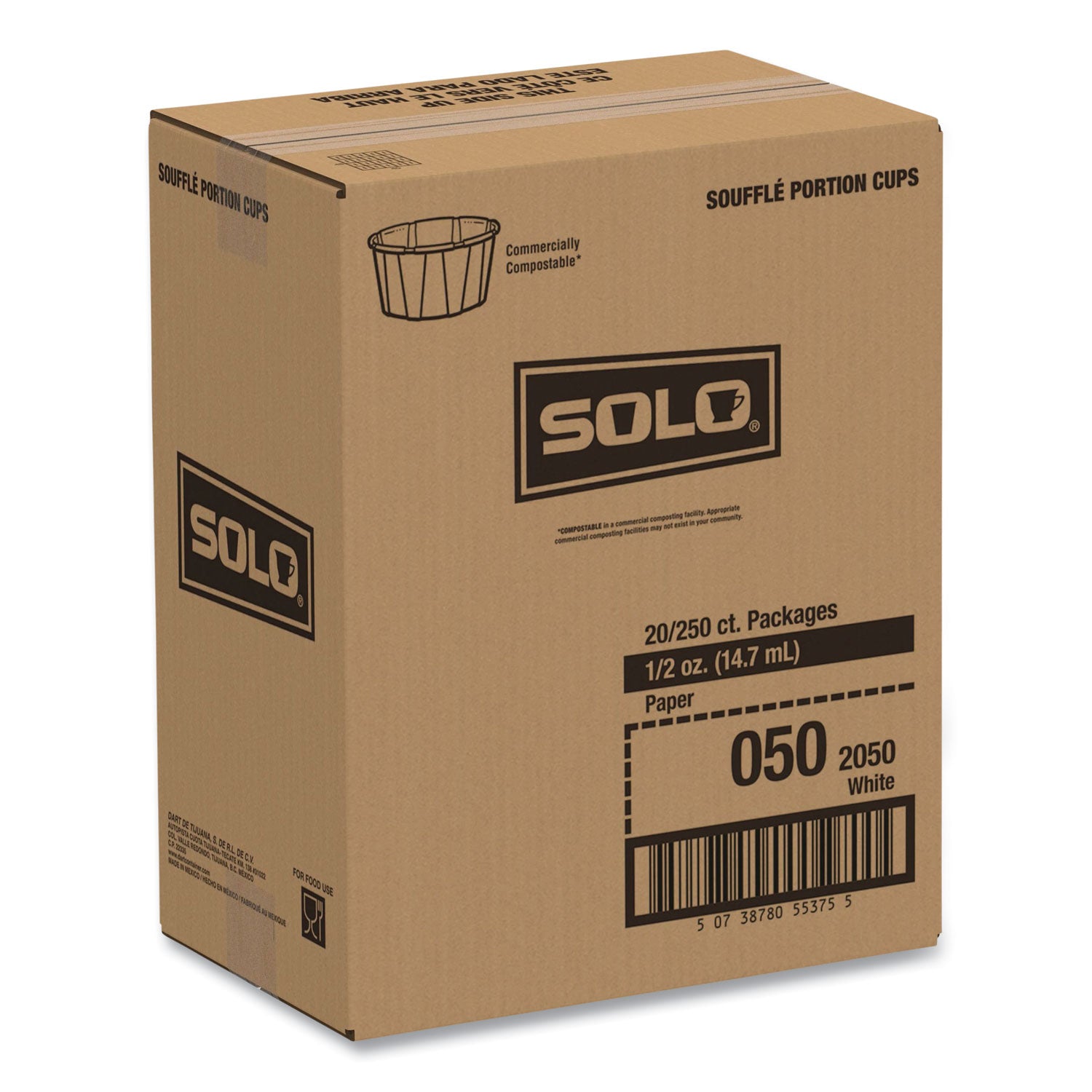 SOLO Paper Portion Cups, ProPlanet Seal, 0.5 oz, White, 250/Bag, 20 Bags/Carton (050)