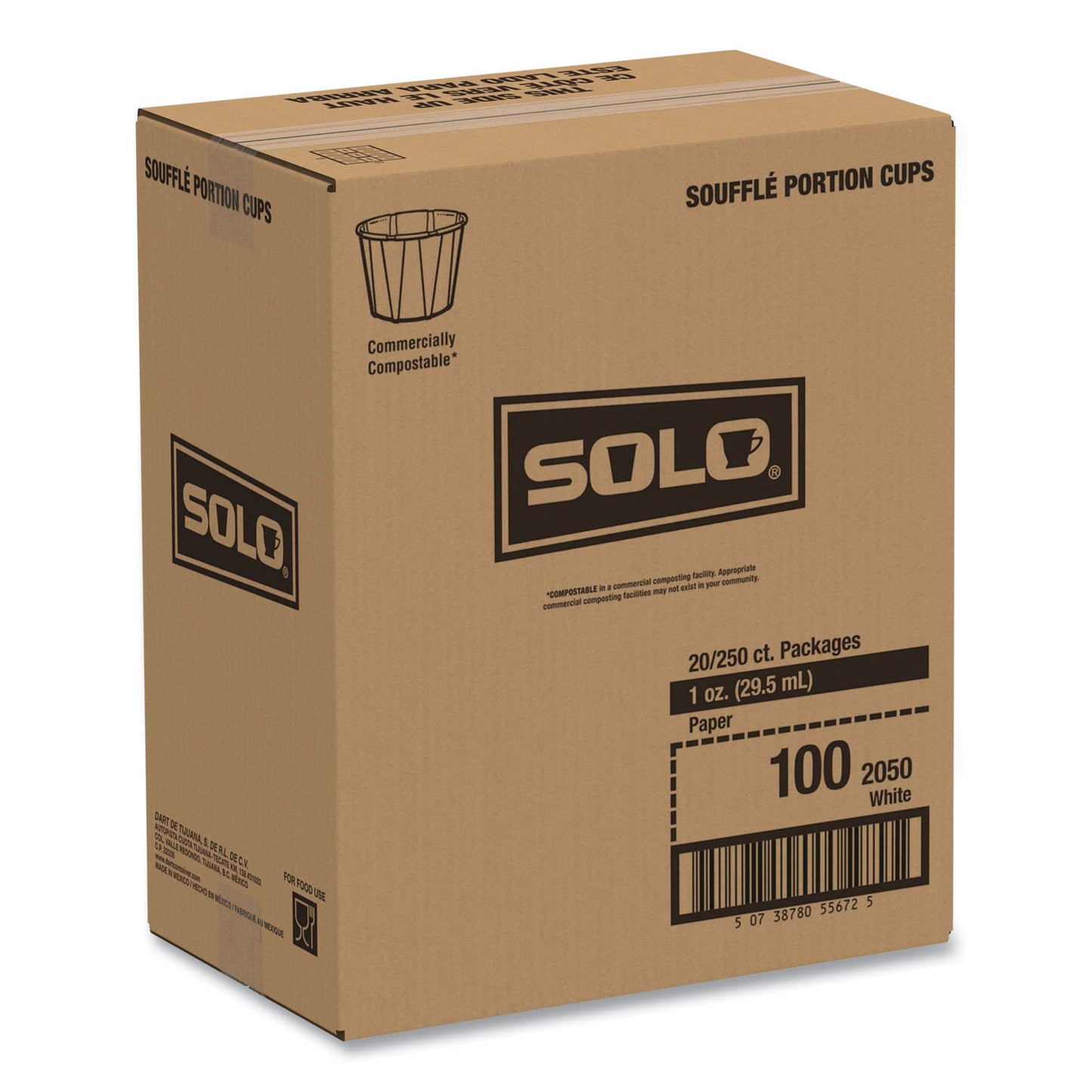 SOLO Paper Portion Cups, ProPlanet Seal, 1 oz, White, 250/Bag, 20 Bags/Carton (100)