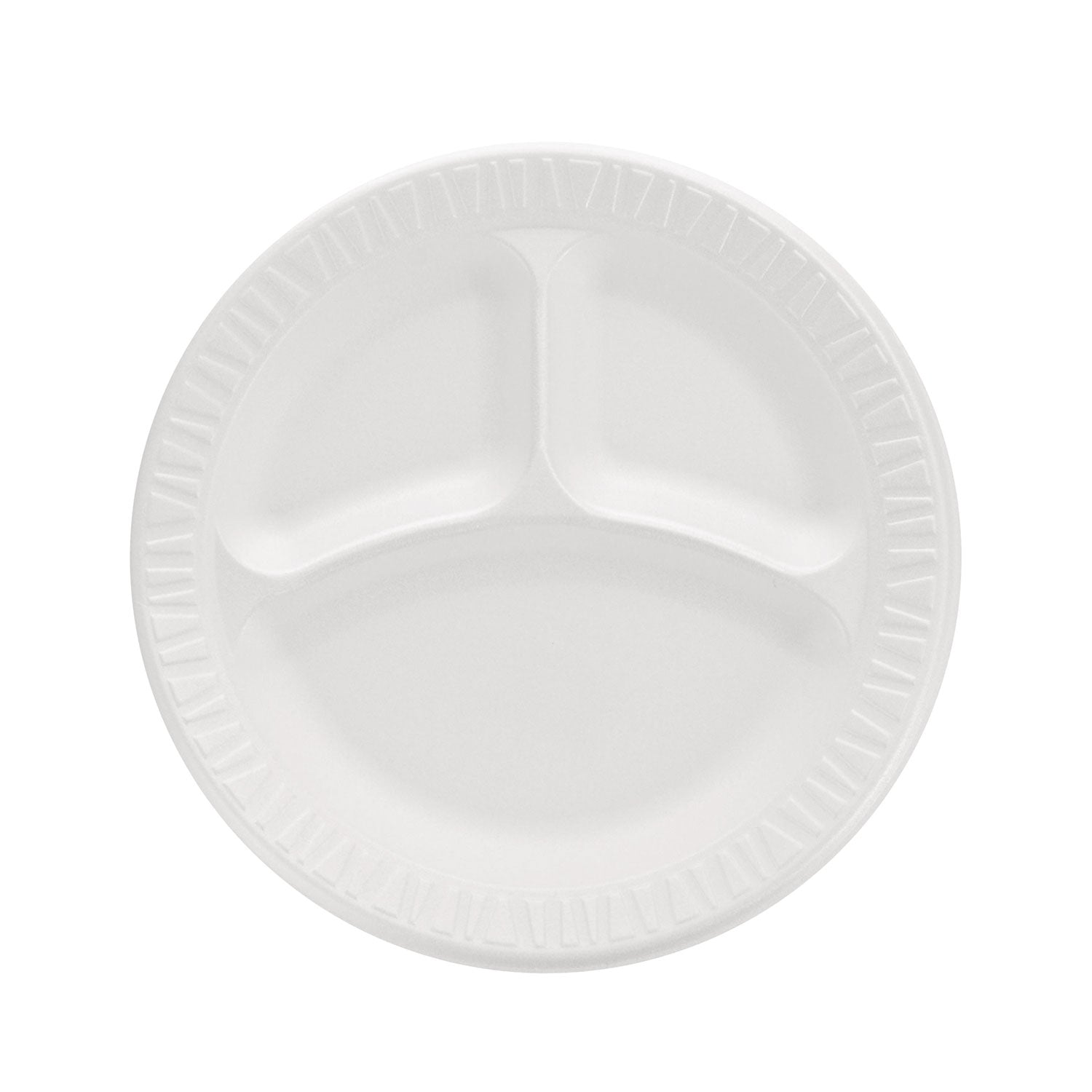 Dart Concorde Foam Plate, 3-Compartment Plate, 9" dia, White, 125/Pack, 4 Packs/Carton (9CPWCR)