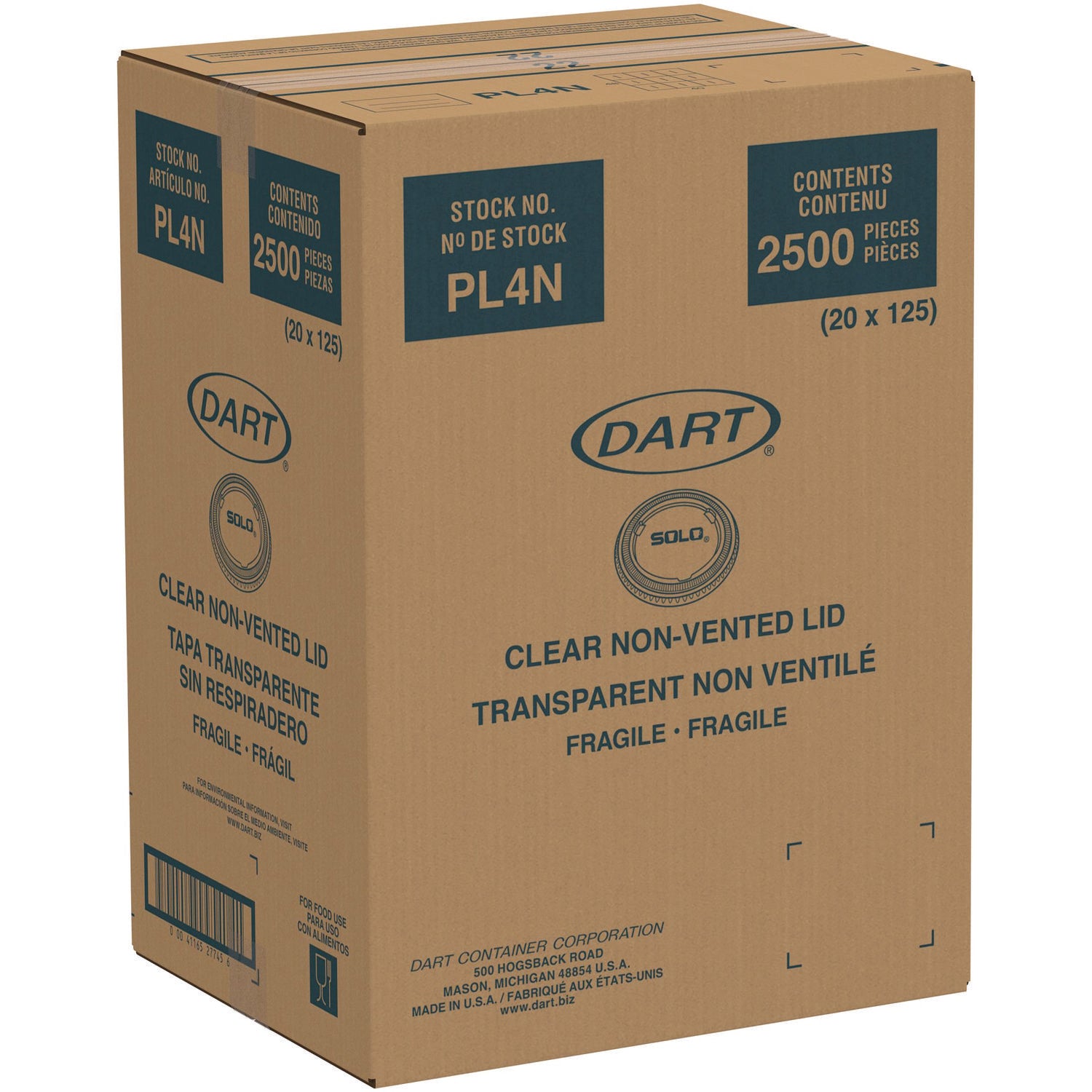 Dart Portion/Souffle Cup Lids, Fits 3.25 oz to 9 oz Cups, Clear, 125/Pack, 20 Packs/Carton (PL4N)