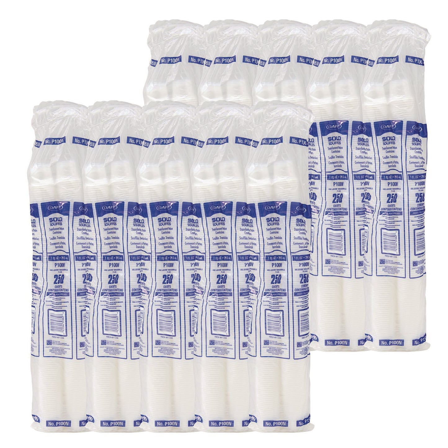 Dart Polystyrene Portion Cups, 1 oz, Translucent, 2,500/Carton (P100N)