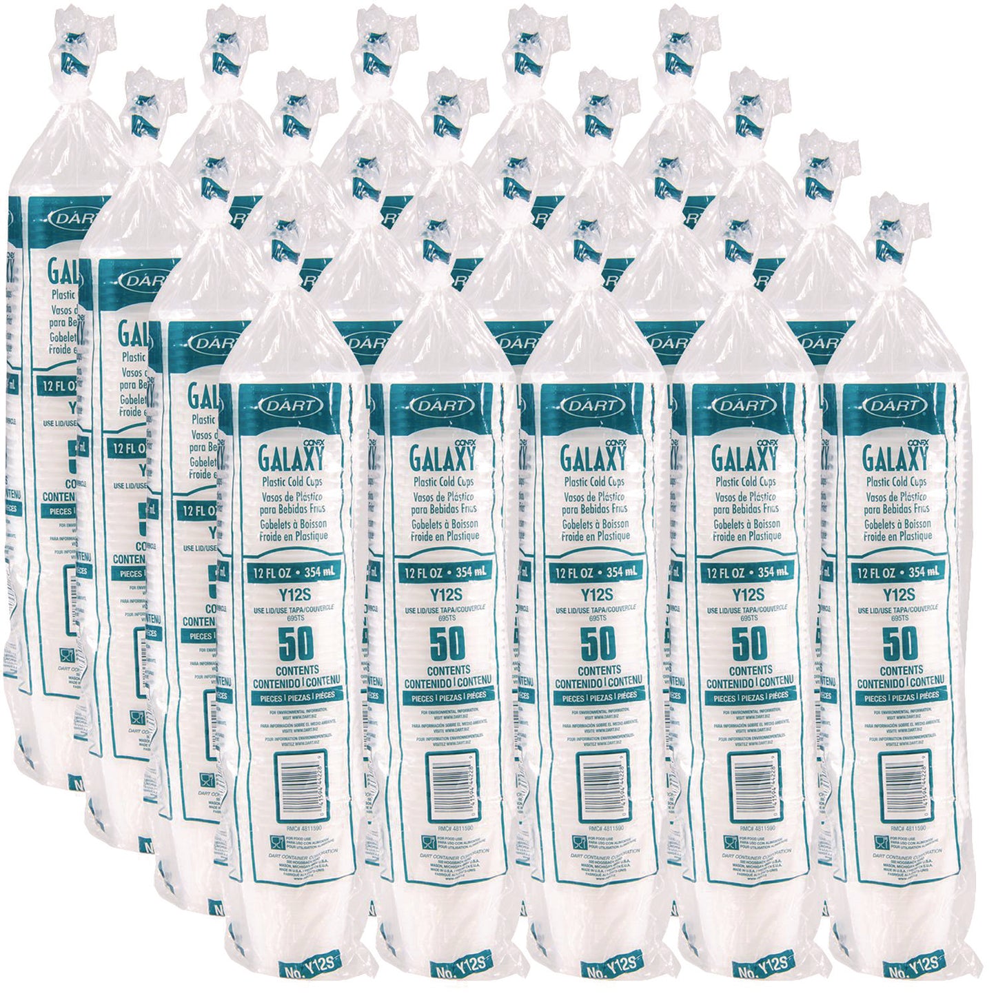 Dart High-Impact Polystyrene Squat Cold Cups, 12 oz, Translucent, 50/Pack (Y12SPK)