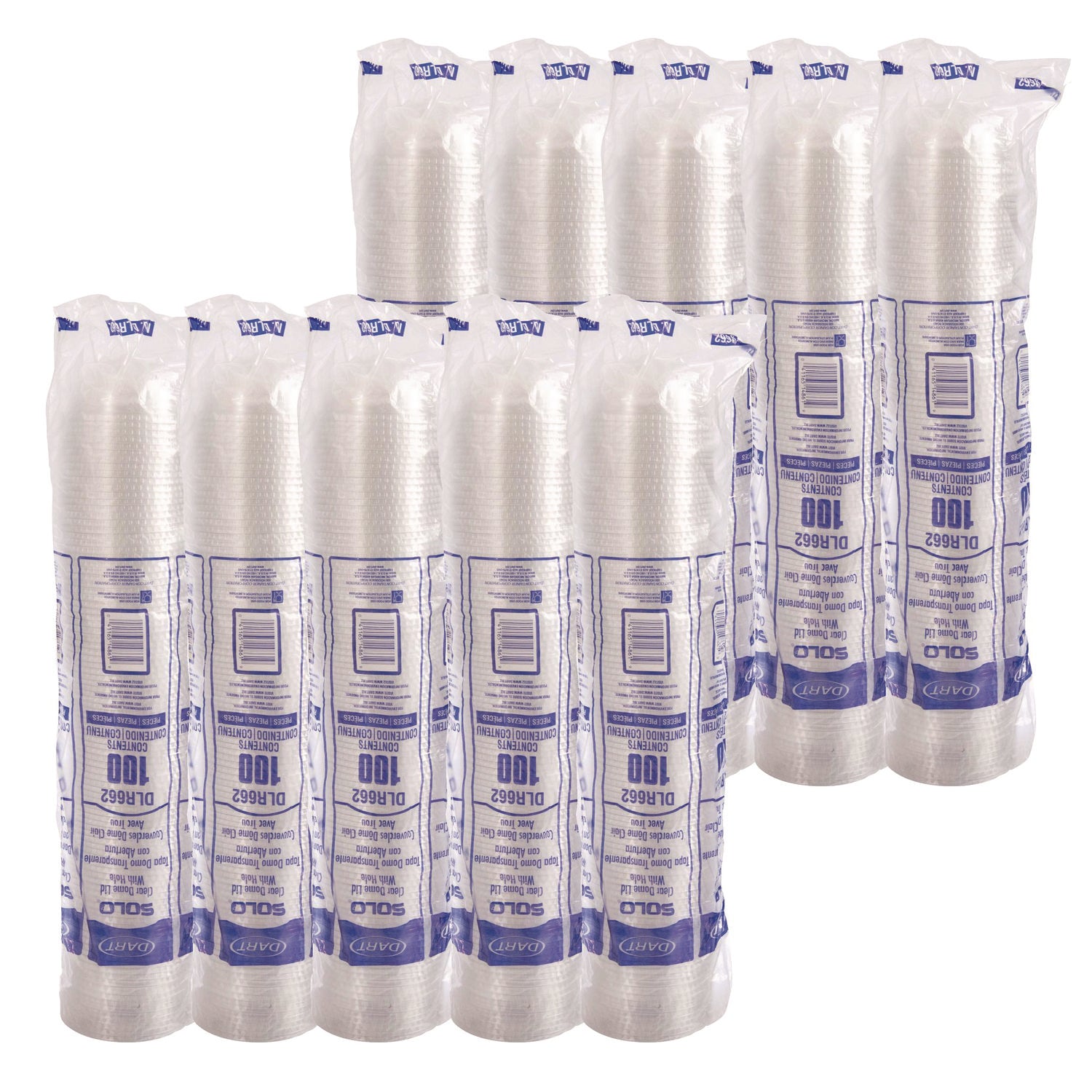 SOLO Dome-Top Cold Cup Lids, Fits 16 oz, Clear, 1,000/Carton (DLR662)