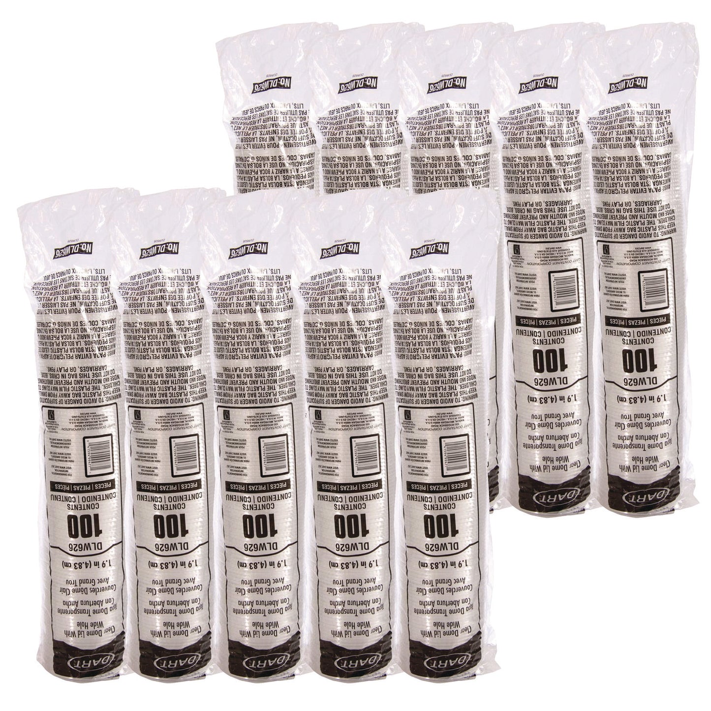 Dart Open-Top Dome Lid, Fits 16 oz to 24 oz Plastic Cups, Clear, 1.9" Dia Hole, 1,000/Carton (DLW626)