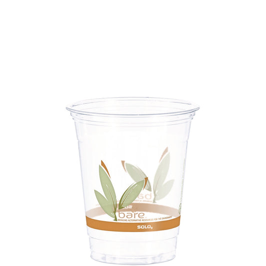 Dart Bare Eco-Forward RPET Cold Cups, 12 oz to 14 oz, Leaf Design, Clear, Squat, 50/Pack (RTP12BAREPK)