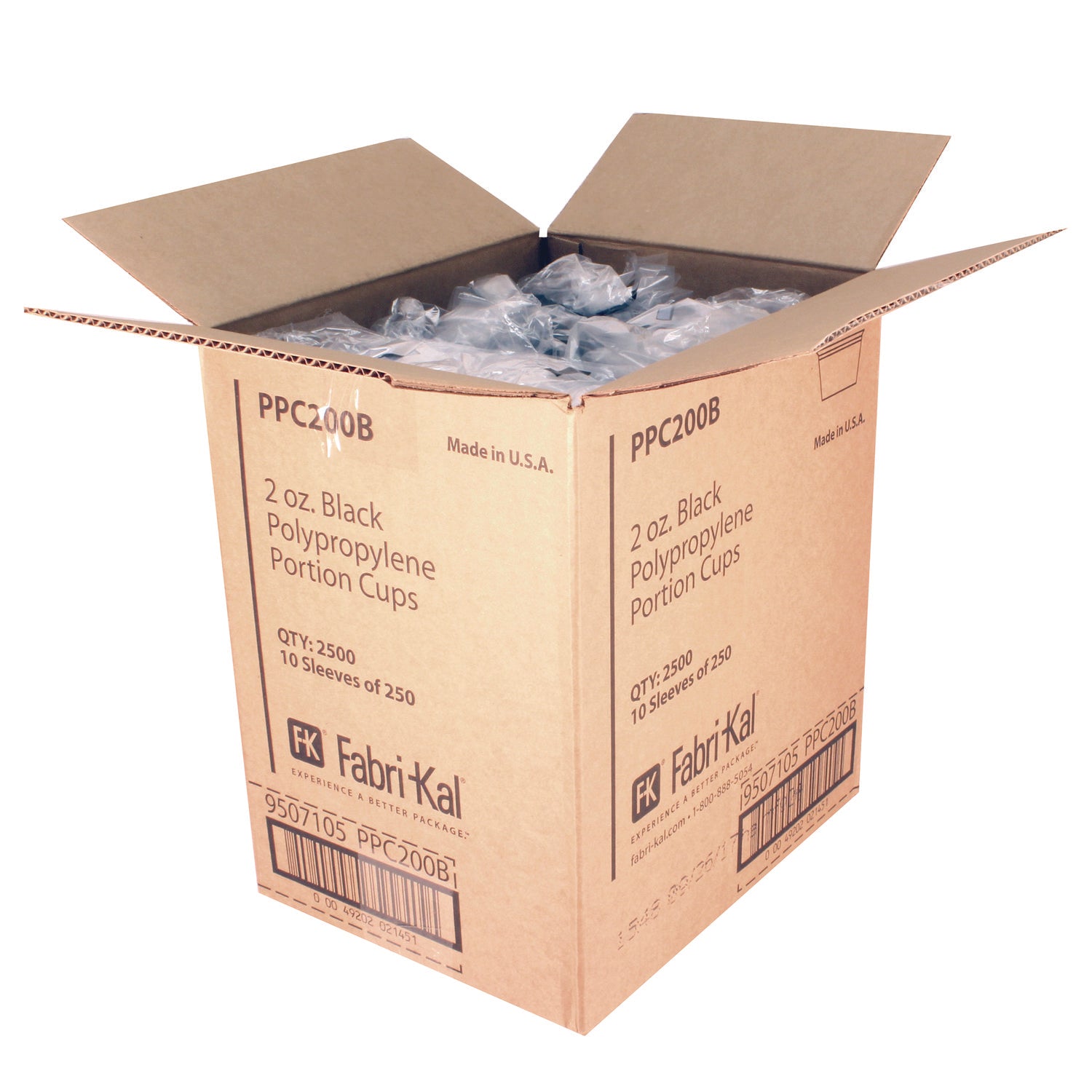 Fabri-Kal Portion Cups, 2 oz, Black, 2,500/Carton (PPC200B)